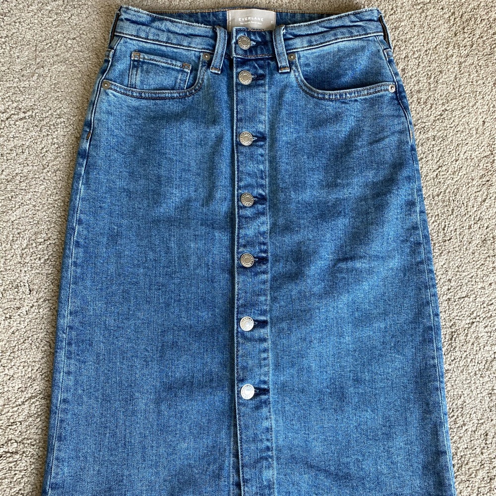Everlane The Denim Button-Front Pencil Skirt